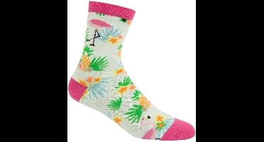 Fisura Sokken Tropical Dames Katoen Wit/roze Maat 35-41