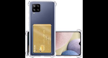 Hoesje - Geschikt voor Samsung Galaxy A42 - Met Pashouder en Kaarthouder - Telefoon Hoes Shockproof - Siliconen Case - Back Cover - Shock Proof - Pasjes Houder - Transparant
