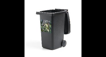 Container sticker Olijf groen - Raam op groene achtergrond Klikosticker - 40x40 cm - kliko sticker - weerbestendige containersticker