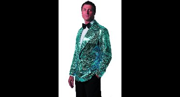 Wilbers & Wilbers - Glitter & Glamour Kostuum - Blauw Showmaster Paillettencolbert Luxe Man - blauw - Maat 54 - Carnavalskleding - Verkleedkleding