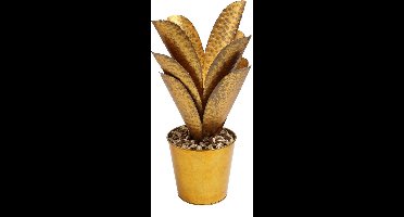 PTMD Xavier goudkleurige ijzeren pot met palm rond recht - 41x41x61