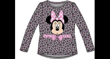 Disney Minnie Mouse longsleeve - grijs/roze - met Minnie All-over glitterprint - maat 122/128 (8 jaar)