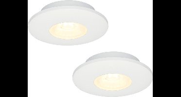 2x HOFTRONIC Pavo - Platte inbouwspot - LED - Rond zaagmaat 53mm - Wit - Dimbaar - Zeer lage inbouwdiepte 12mm - 3 Watt - 260 lumen - 230V - 2700K Extra warm wit - Plafondspots - Dunne inbouwspot voor badkamer en buiten - 5 jaar garantie