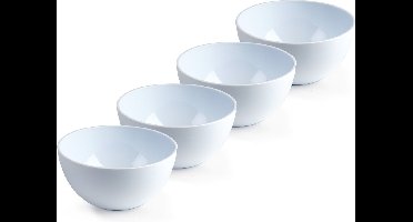 Plasticforte Schaaltjes - 4x - kunststof - kommetjes - dessert/ontbijt - D14 x H6 cm - ivoor wit