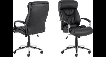 Giga Living Bureaustoel Bjorna - Zwart PU Leer - Draaibaar - 83x65x120cm