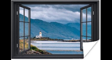 Poster Doorkijk - Vuurtoren - Storm - 30x20 cm
