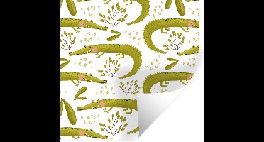 Muurstickers - Sticker Folie - Jungle - Krokodil - Groen - 30x30 cm - Plakfolie - Muurstickers Kinderkamer - Zelfklevend Behang - Zelfklevend behangpapier - Stickerfolie