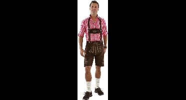 Haus Huberts Oktoberfest Lederhosen Heren - Kort Model - Lederhosen Man - 100% Leer - Bruin - Maat XL