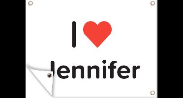 Tuin decoratie I love - Jennifer - Meisje - 40x30 cm - Tuindoek