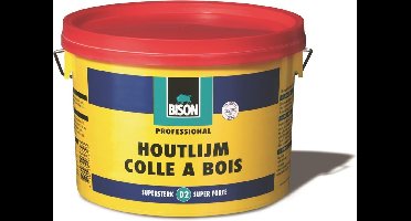 Bison Houtlijm emmer 3 kg, hoogwaardige, vochtbestendige witte houtlijm, droogt transparant op, oplosmiddelvrij, overschilderbaar, D2, sterker dan hout