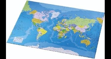Bureau onderlegger/placemat van pvc 41 x 52 cm - Bureau beschermer - Design wereldkaart