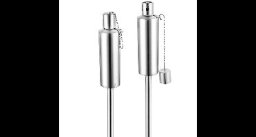 Gardebruk 6x Tuinfakkel – Edelstaal Olie Lont 115 cm hoog - Zilver