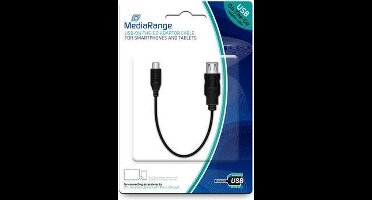 USB 2.0 On-The-Go (OTG) Adapterkabel, USB A-contrastekker/MicroUSB2.0 B-stekker