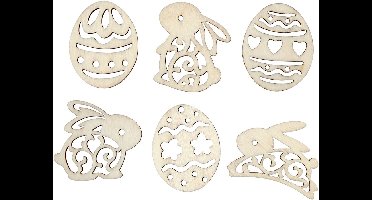 Houten Figuren Pasen 4 cm 24 stuks