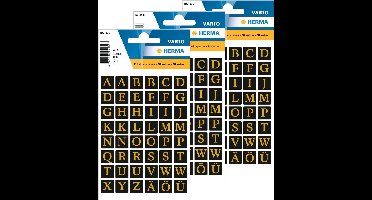Hema Stickervellen - 384x Letter stickers - alfabet - zwart/goud - 13 mm