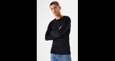 GARCIA Heren Effen T-shirt Zwart Lange mouw