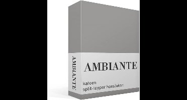 Ambiante Cotton Uni split-topper hoeslaken - Lits-jumeaux - Grey