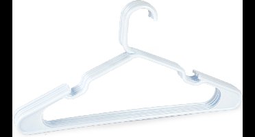 Plasticforte Kledinghangers - 5x stuks - wit- kunststof - 42 x 23 cm - kledingkast/kleerhangers