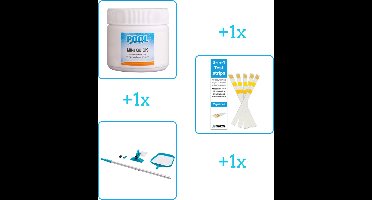 Zwembad Onderhoudsbundel - Zwembad Onderhoud Starterspakket bevat Chloor - Testrips en Schoonmaakset - Ideaal voor kleinere Zwembaden (3-delig)