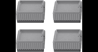 4x Vierkante Meubelverhoger - Tafelpoot Meubel Stapelbaar Wasmachine Verhoger Grijs