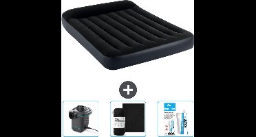 Intex Luchtbed - Twijfelaar - 137 x 191 x 25 cm - Donkerblauw - Inclusief Pomp - Hoeslaken en Reparatieset