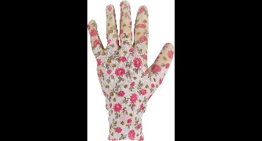 Talen Tools – Werkhandschoenen – Tuinhandschoenen – Polyester – Wit/roze – Nitrilcoating – Maat S