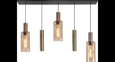 Highlight - Hanglamp Perugia 3+2 lichts L 120 cm zwart amber