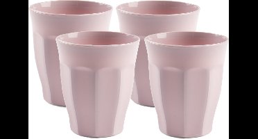 Plasticforte onbreekbare Picardi drinkglazen - 8x stuks - kunststof - lichtroze - 250 ml - camping/outdoor/kinderen - limonade glazen