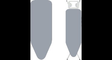 BRASQ Strijkplankhoes IBC Strijkplankovertrek Grijs - Complete Set - 122 x 38 CM - Hoogwaardig Katoen - Universeel