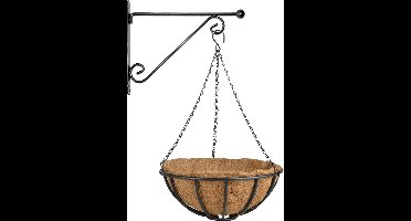 Hanging basket 35 cm met metalen muurhaak en kokos inlegvel - Complete hangmand set van gietmetaal