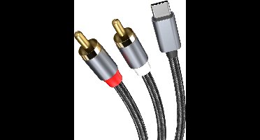 MMOBIEL RCA naar USB-C Audio Kabel – USB-C naar 2 RCA Audio Kabel – RCA Y Splitter – Hoofdtelefoon Jack Adapter Type-C naar Tulp Audio Kabel voor Smartphones, Tablets, Speakers etc. – 1,2m