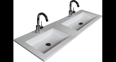 Basic Premium 46 badmeubelset met spiegelkast met geïntegreerde LED verlichting, greeploze wastafelonderkast met 4 lades en acryl wastafel met 2