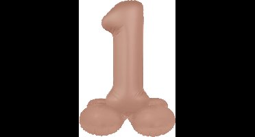 Folat - Staande folieballon Cijfer 1 Vintage Rose - 41 cm