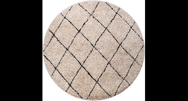 Vloerkleed Rond 200cm - Zwart/Wit Geruit - Kleed Berlin - Giga Living