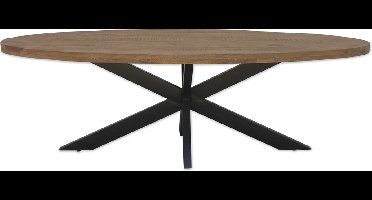 Livingfurn - Eetkamertafel Rocky Oval 240 cm - Mangohout / Gecoat Staal