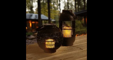 Solar tafel- en hanglamp buiten 'Matisse' en 'Monet' - Voordeelset met 2 lampen - Met vlameffect - Tuinverlichting op zonne-energie - Zwart