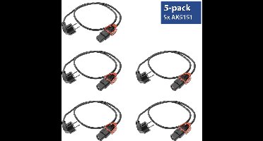 ACT Netsnoer CEE 7/7 male (haaks) - C13 IEC Lock+ zwart 2 m, EL332S, 5-Pack AK5326