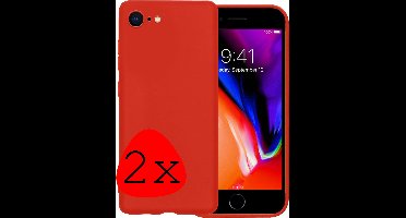 Hoesje - 2 Stuks - Geschikt voor Apple iPhone 8 - Sterk & Shockproof - Case Siliconen - Back Cover - Telefoon Hoes - Rood