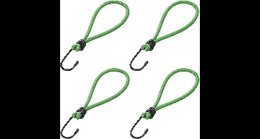 Haakspanner met lus - 16x - elastisch - bagagespin - snelbinders - 20cm - groen - spanelastiek met haak - aanhangerspanner