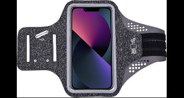 Geschikt voor iPhone 13 Mini hardloop telefoonhouder – armband - sportband - van stof - Zwart