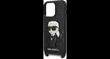 iPhone 14 Backcase- Karl Lagerfeld - Effen Zwart - Kunstleer