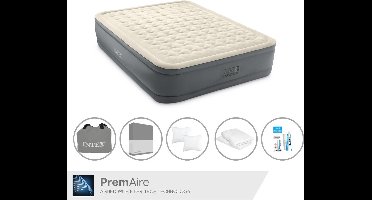 Intex Luchtbed - 2-Persoons - 152 x 203 x 46 cm - Grijs - Inclusief pomp - Hoeslaken - Kussen - Kussenbeschermer en Reparatieset