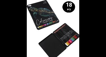 Craft Sensations® 18 professionele kleurpotloden in luxe bewaarblik - Top kwaliteit met fijne punt - zachte textuur - perfecte kleurafgifte