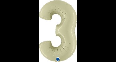 Folieballon Cijfer 3 Satin Olive green - 100 cm