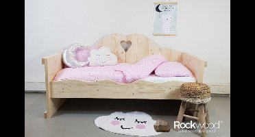 Rockwood® Peuterbed Isabelle met lattenbodem en veilig bedhekje en opbergladenaturel onbehandeld