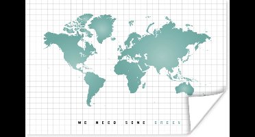 Wereldkaart - Groen - Quote - Kind - Jongens - Meisjes - 30x20 cm - Poster - Poster Kinderkamer