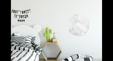 WallCircle - Muurstickers - Behangcirkel - Marmer - Wit - Grijs - Luxe - Marmerlook - Steen - 30x30 cm - Muurcirkel - Zelfklevend - Ronde Behangsticker