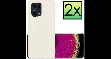 Hoesje - 2 Stuks - Geschikt voor OPPO Find X5 Pro - Sterk & Shockproof - Case Siliconen - Back Cover - Telefoon Hoes - Wit