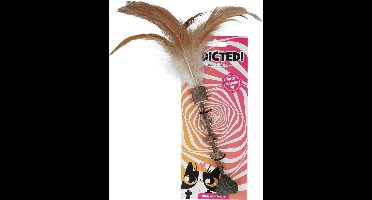 Addicted Stick with heart and feathers - Kattenspeeltje - Kattenspeelgoed - Veertjes - Met Madnip - Met kattenkruid - Hout