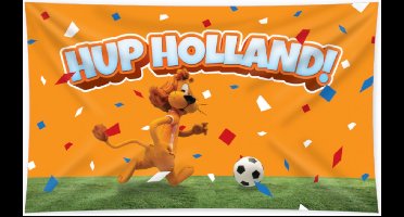 Vlag Loeki de Leeuw - WK voetbal 2022 - Nederlands elftal - Hup Holland! - 90 x 150 cm - Polyester - oranje
